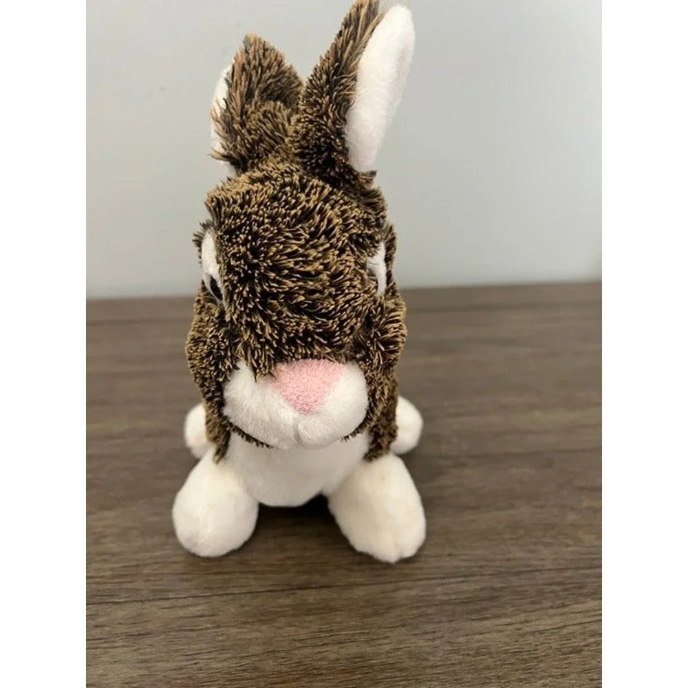 Animal‎ Adventure Brown and White Bunny Rabbit Plush Pink Nose 9